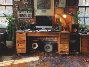 Home Office สุดคลาสสิกด้วยเฟอร์นิเจอร์และของวินเทจ