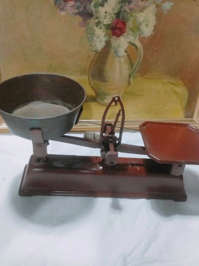 ตราชั่งวินเทจ ถาดทองแดง